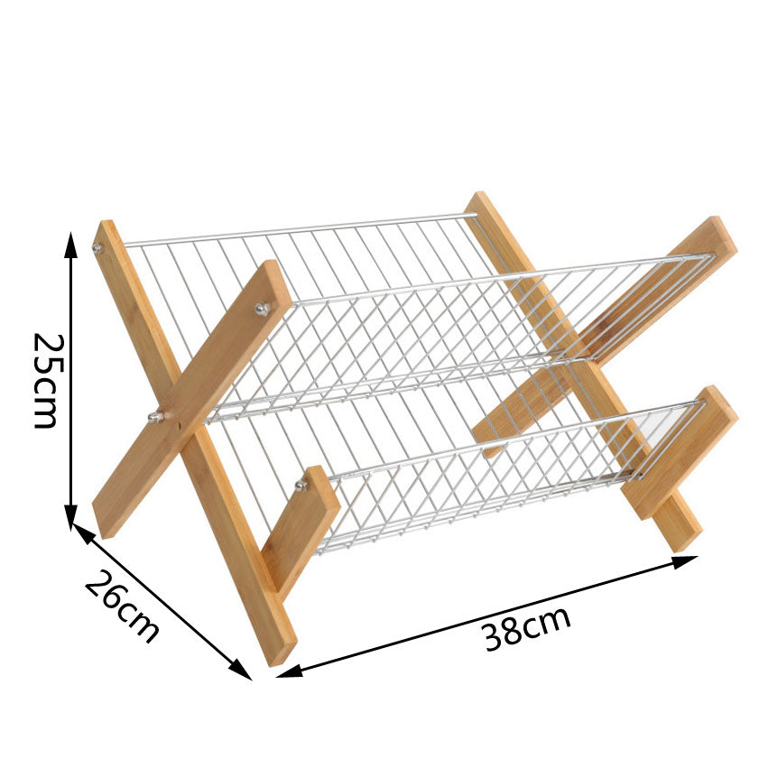 Forda Countertop Sink Dish Drying Rack with Foldable Bamboo Legs