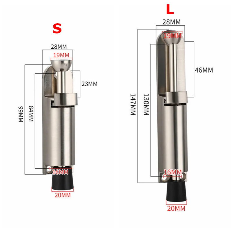 Forda Telescopic Door Stopper Spring Loaded Heavy Duty Adjustable Position with Foot Brake Wedges for Door Bottom Seam