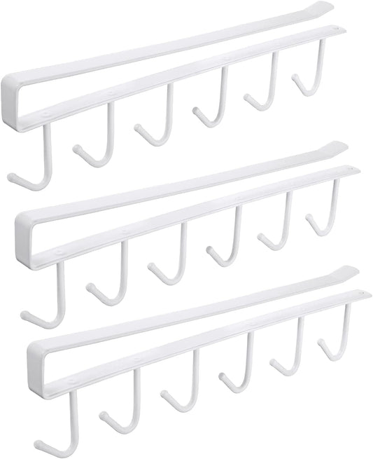 Forda Coffee Mug Cup Holder Hanger Under Cabinet Under Cabinet Shelf (3pcs x 6Hooks)
