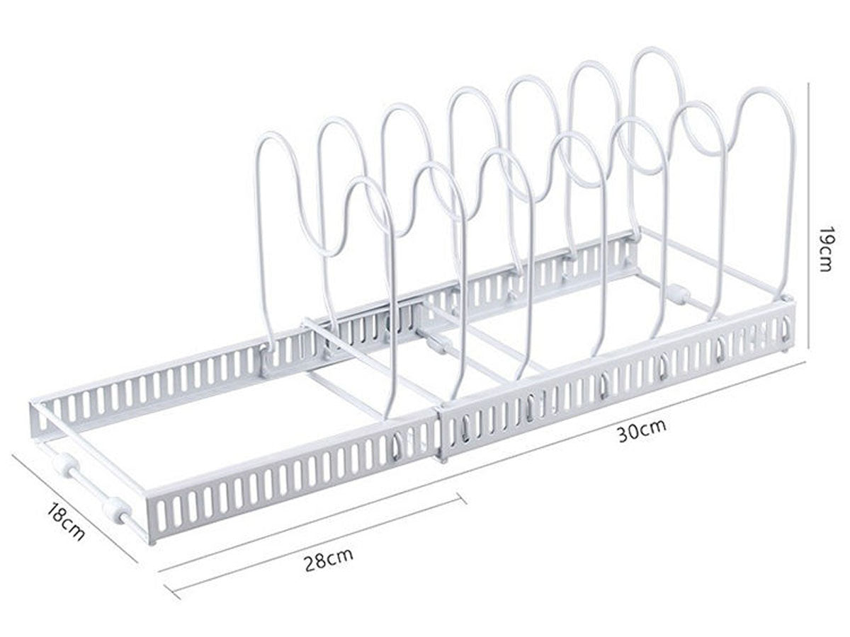 Forda Countertop Expandable Compartment Pot and Pan Organizer with U-Shape Lid holder