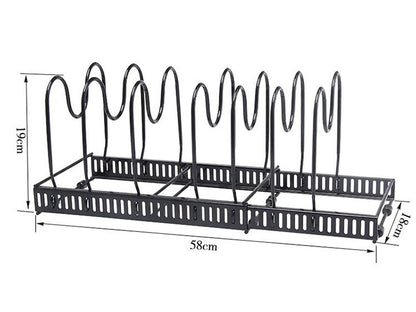 Forda Countertop Expandable Compartment Pot and Pan Organizer with U-Shape Lid holder