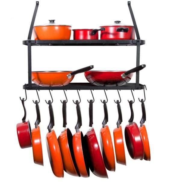 Forda Pot Pan Wall Rack Organizer Shelf with Hooks