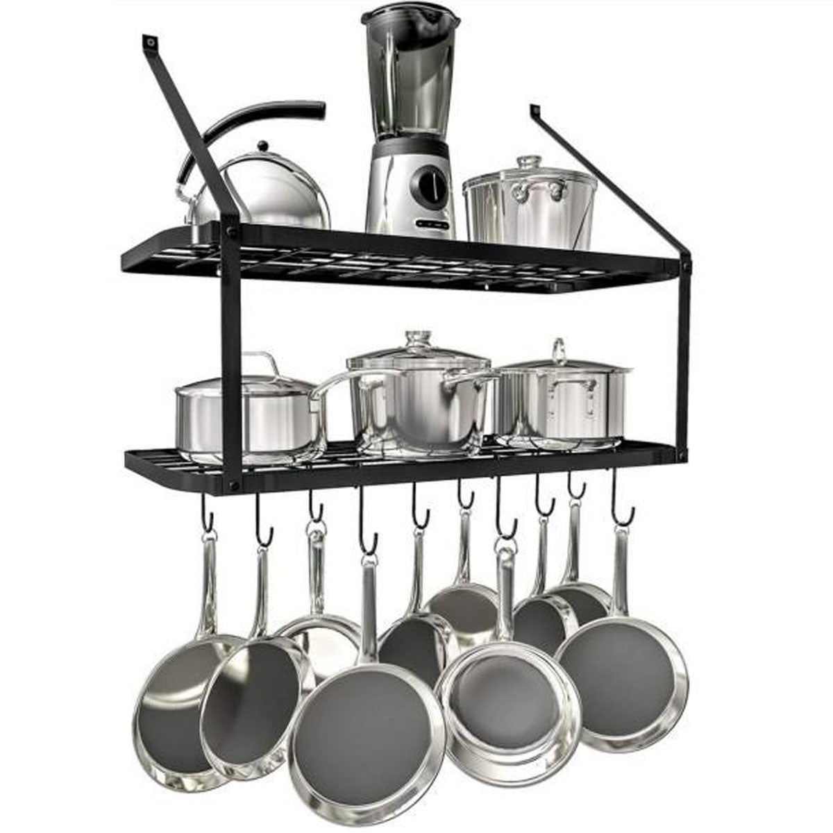 Forda Pot Pan Wall Rack Organizer Shelf with Hooks