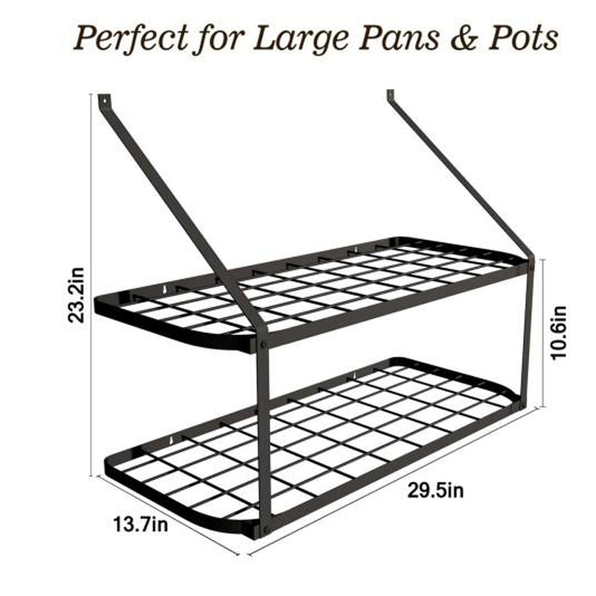 Forda Pot Pan Wall Rack Organizer Shelf with Hooks