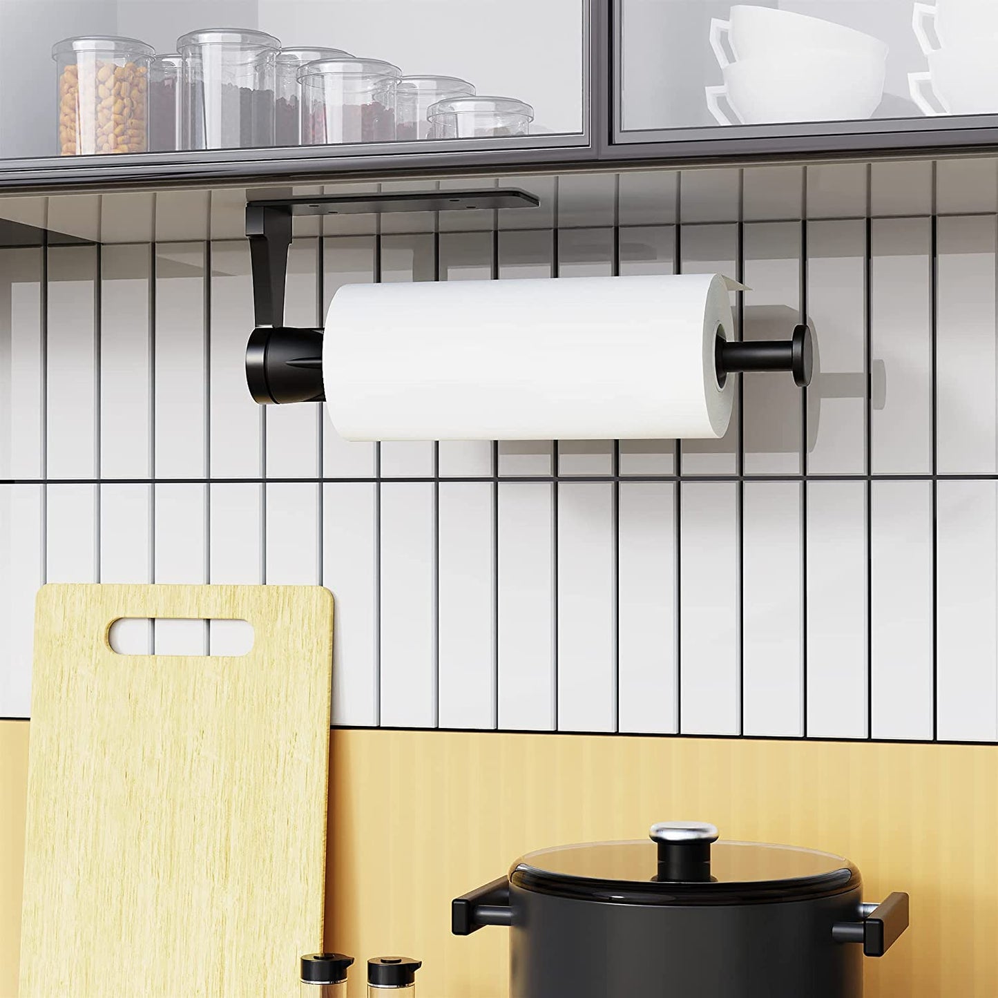 Forda Wall Mount Paper Towel Holder Under Cabinet with Damping Effect