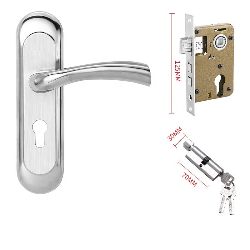 Forda Stainless Steel Interior Wooden Door Plate Handle and Lock