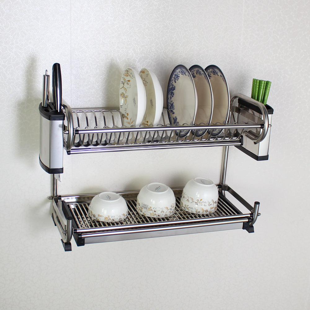 Forda Wall Mounted Stainless Steel 2 Tier Plate Storage Rack