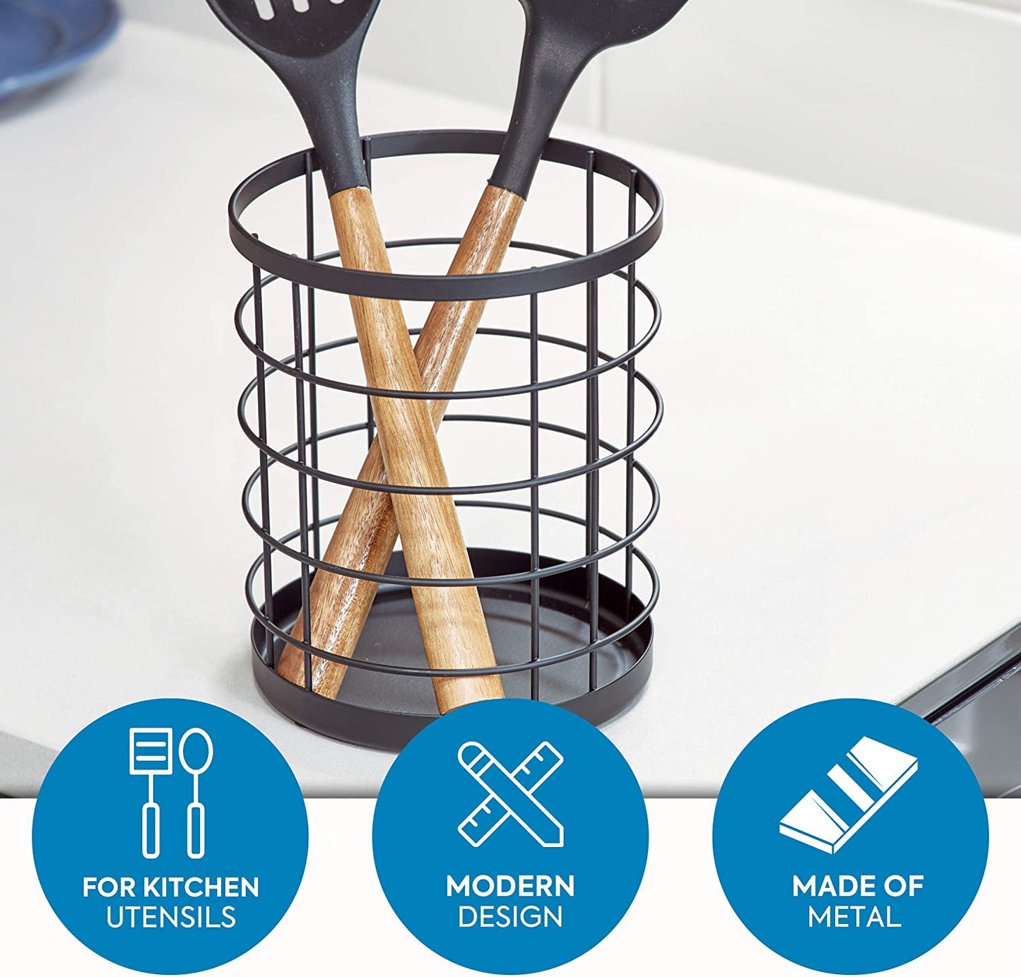 Forda Kitchen Utensil Holder Round Countertop Organizer