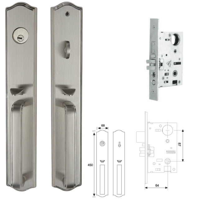 Forda Zinc Double Door Handleset