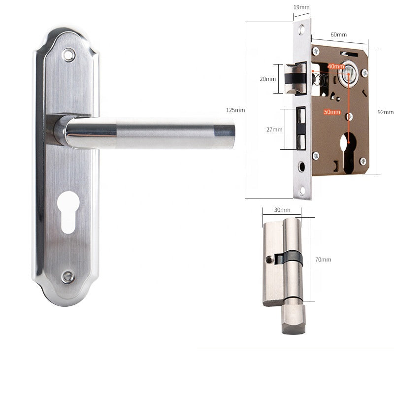 Forda Stainless Steel Interior Wooden Door Plate Handle and Lock