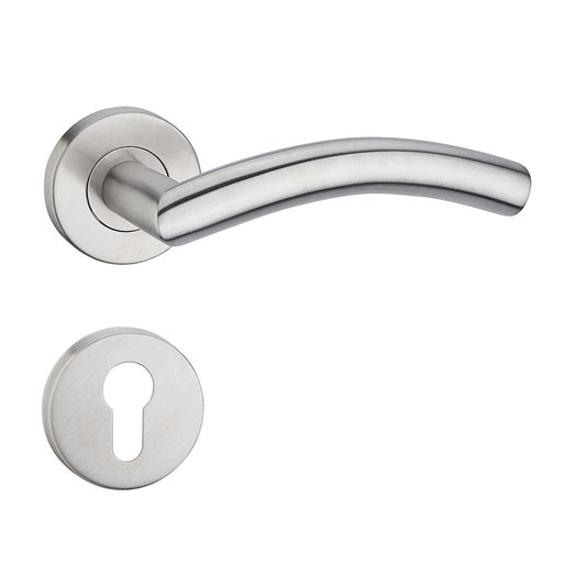 Forda Brushed Stainless Steel Wood Bedroom Door Lock Handle