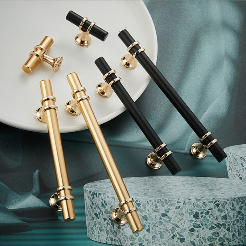 Forda Aluminium Alloy Black Gold Wardrobe Cabinet Pull Handles