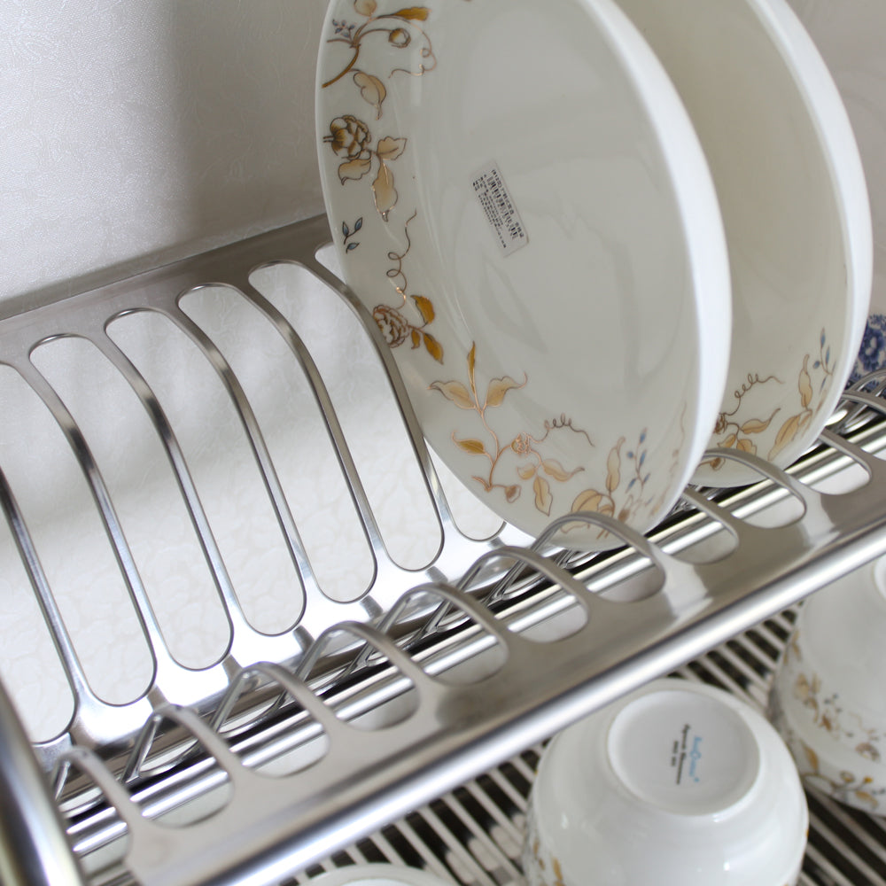 Forda Wall Mounted Stainless Steel 2 Tier Plate Storage Rack