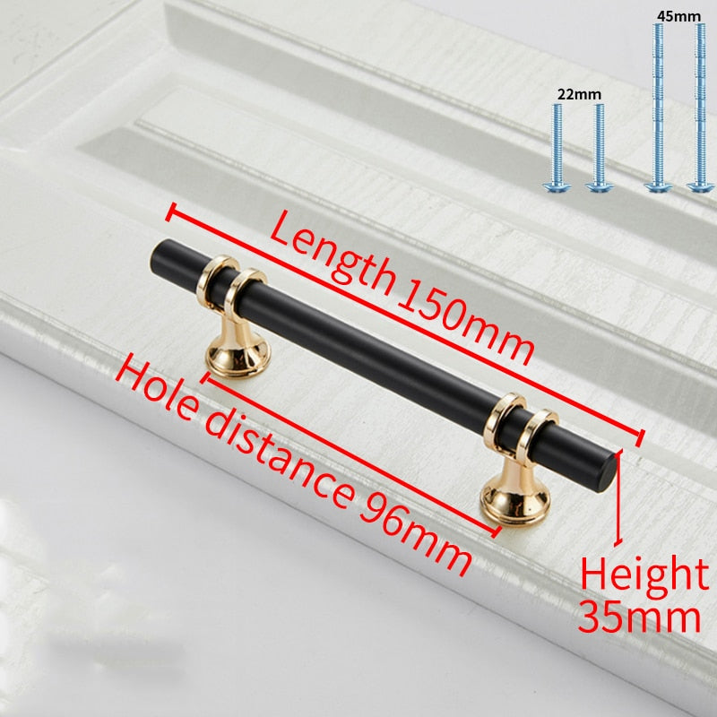 Forda Aluminium Alloy Black Gold Wardrobe Cabinet Pull Handles