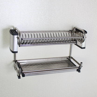 Forda Wall Mounted Stainless Steel 2 Tier Plate Storage Rack