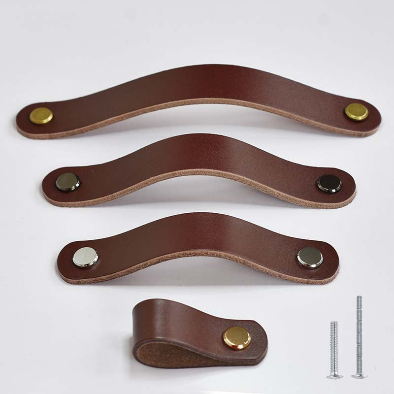 Forda Brown Retro Bedroom Wardrobe Drawer Pulls Shoe Cabinet Leather Handle