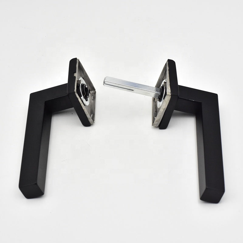 Forda Stainless Steel Black Matt Interior Lever Front Door Handle Set