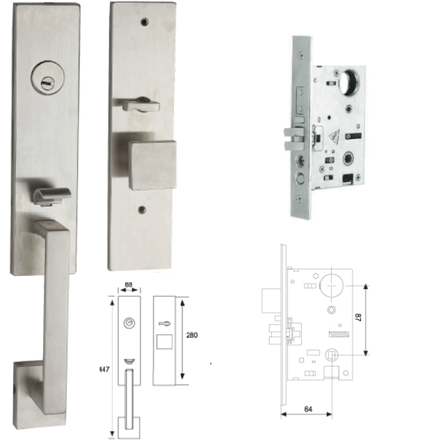 Forda Zinc Double Door Handleset