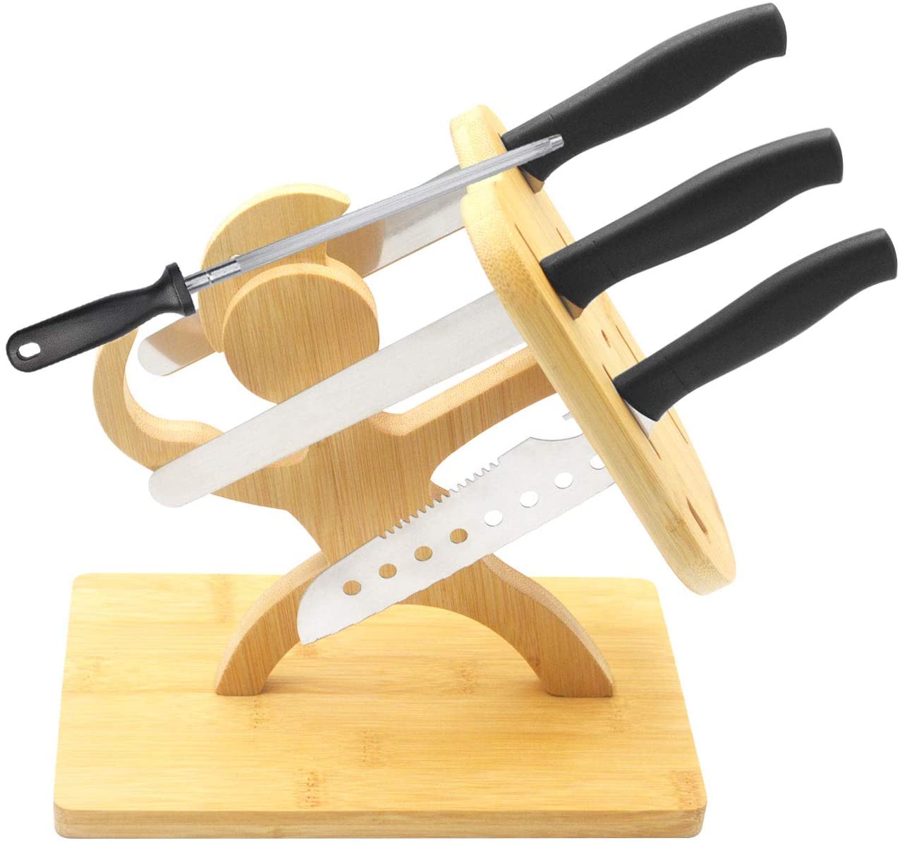 Forda Bamboo Warrior Shape 7 Holes Knife Block Holder