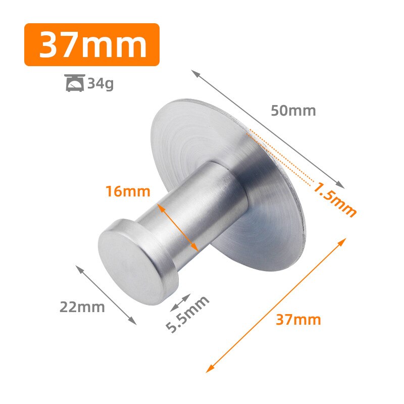 Forda Stainless Steel Self Adhesive Wall Mount Bedroom Single Coat Hooks