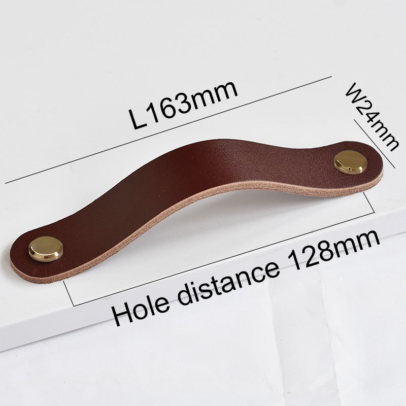 Forda Brown Retro Bedroom Wardrobe Drawer Pulls Shoe Cabinet Leather Handle