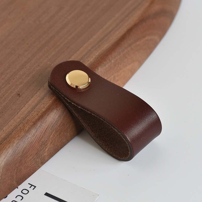 Forda Brown Retro Bedroom Wardrobe Drawer Pulls Shoe Cabinet Leather Handle