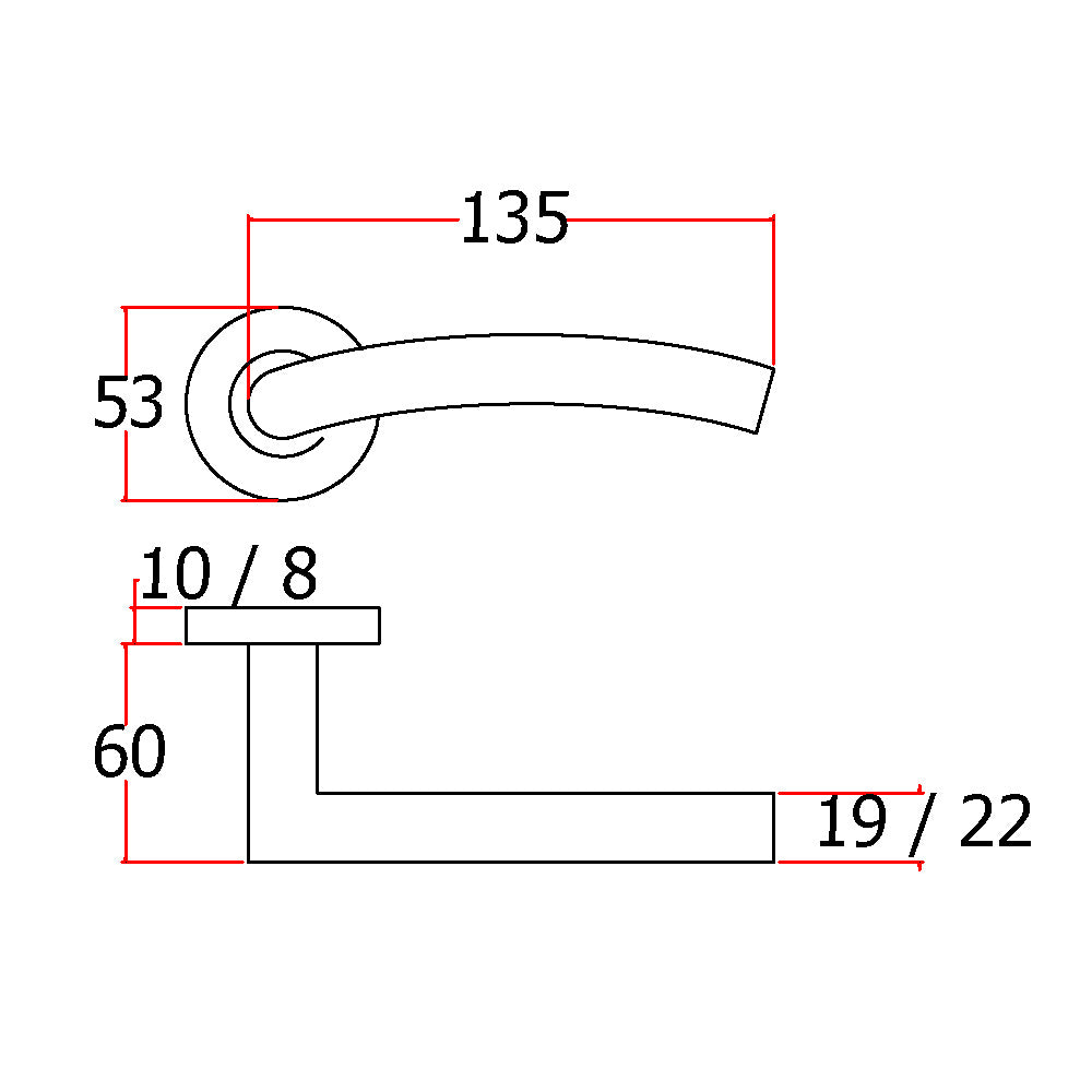 Forda Brushed Stainless Steel Wood Bedroom Door Lock Handle