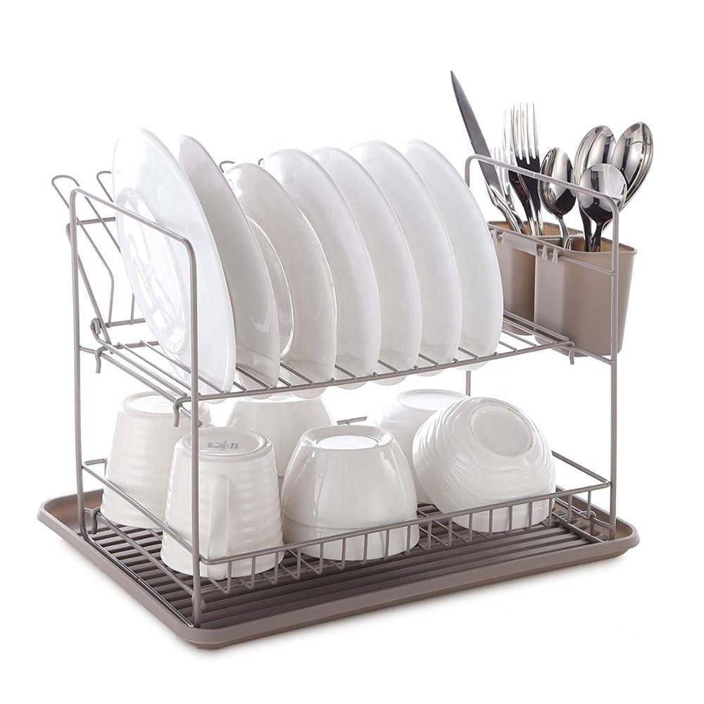 Forda 2 Tier Kitchen Wire Shelf Utensil Holder Over the Sink Dish Rack