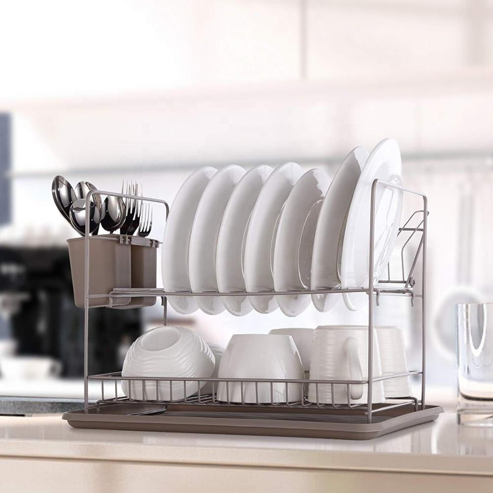 Forda 2 Tier Kitchen Wire Shelf Utensil Holder Over the Sink Dish Rack