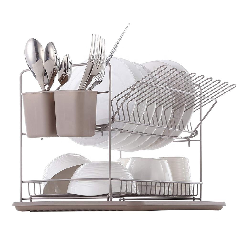 Forda 2 Tier Kitchen Wire Shelf Utensil Holder Over the Sink Dish Rack