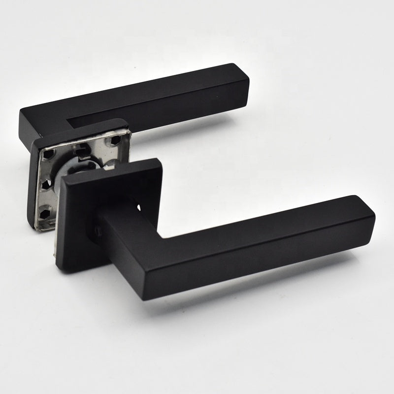 Forda Stainless Steel Black Matt Interior Lever Front Door Handle Set