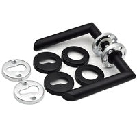 Forda Stainless Steel Black Matt Interior Lever Front Door Handle Set