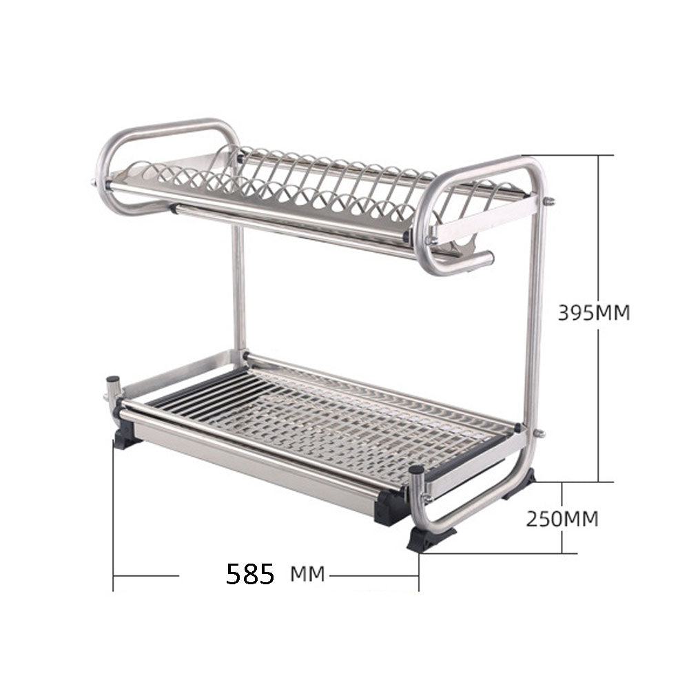 Forda Wall Mounted Stainless Steel 2 Tier Plate Storage Rack