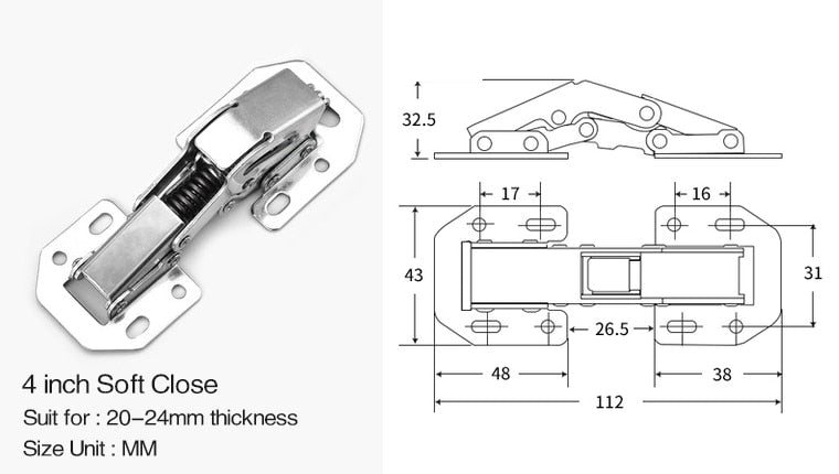 Forda 90 Degree Soft Close Cabinet Door Hinges