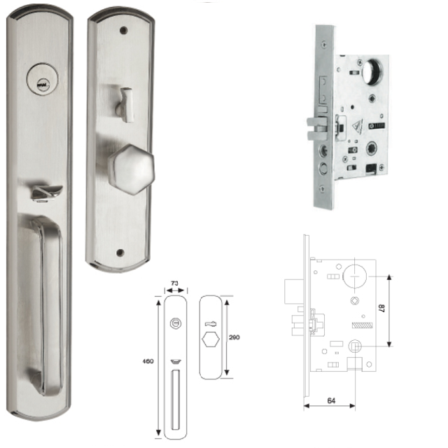 Forda Zinc Double Door Handleset