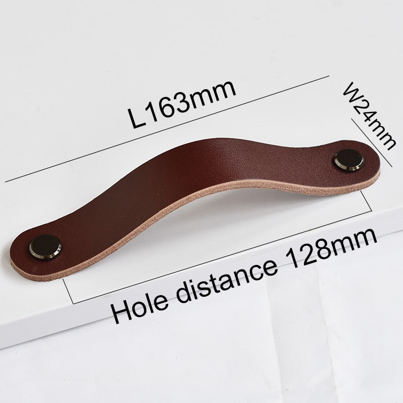 Forda Brown Retro Bedroom Wardrobe Drawer Pulls Shoe Cabinet Leather Handle