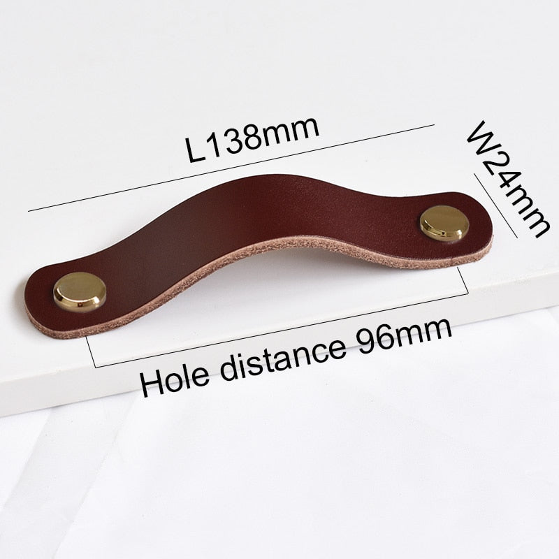 Forda Brown Retro Bedroom Wardrobe Drawer Pulls Shoe Cabinet Leather Handle