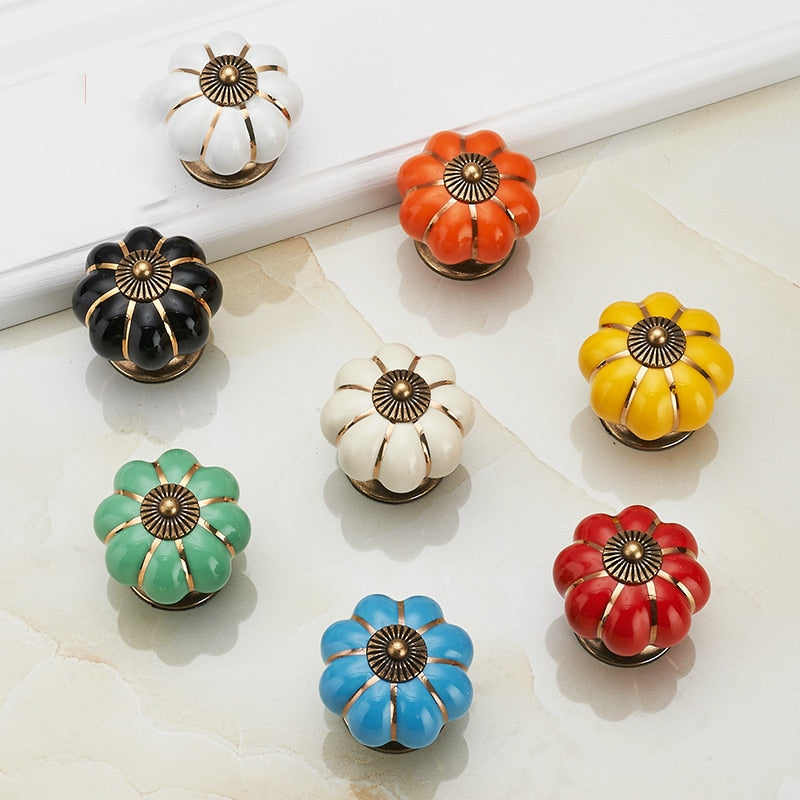 Forda Pumpkin 40mm Single Hole Ceramic Drawer Knobs