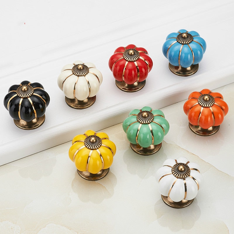 Forda Pumpkin 40mm Single Hole Ceramic Drawer Knobs