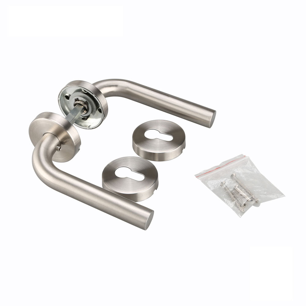 Forda Stainless Steel Satin Finish Door Handle Lock Set